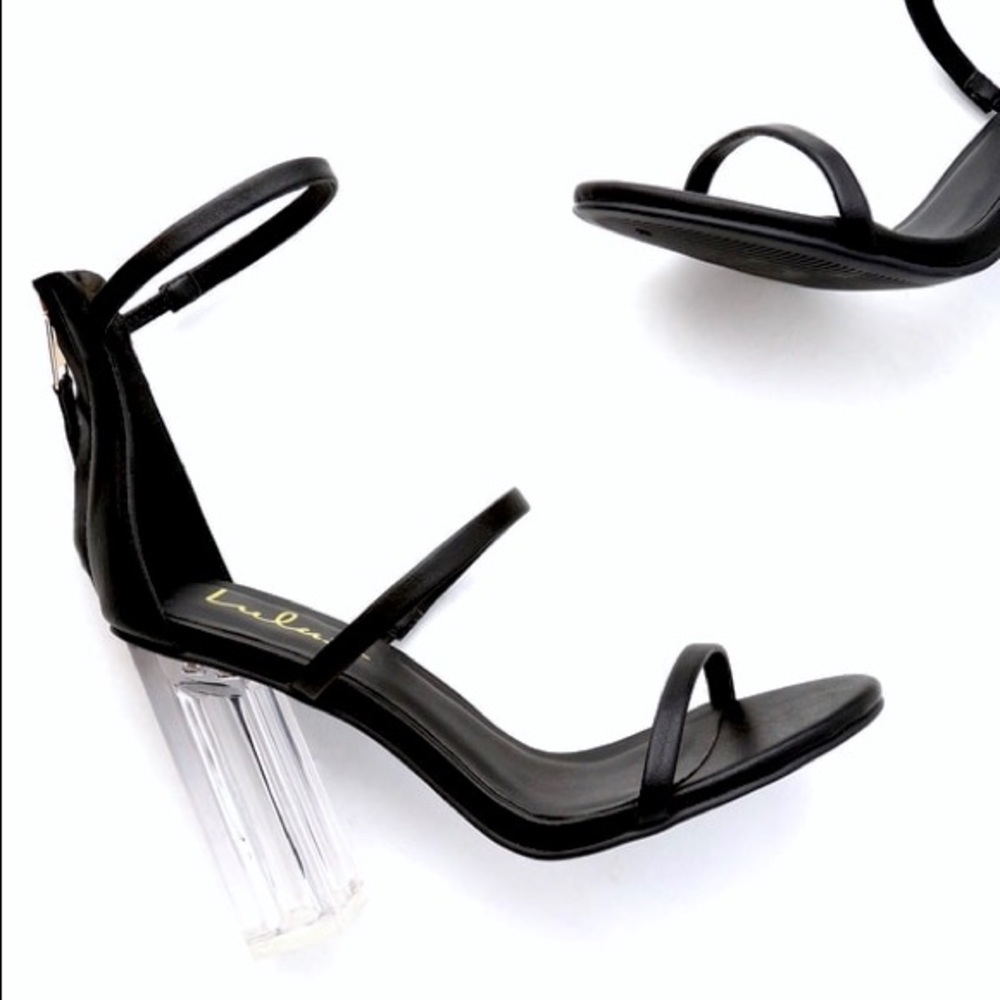 Lulus Isabella Black Lucite Block Heels